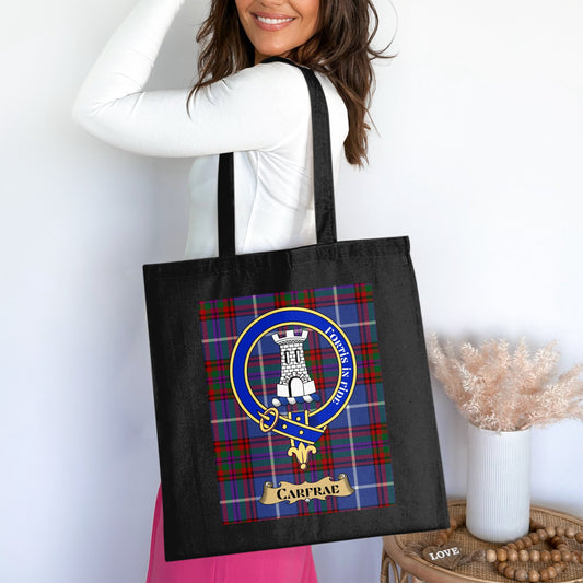 Carfrae Clan Scottish Tartan Crest Tote Bag - Living Stone Gifts