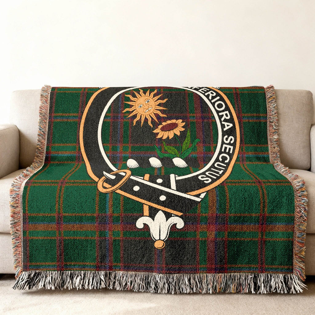 Sunflower and Crest Green Plaid Throw Blanket
