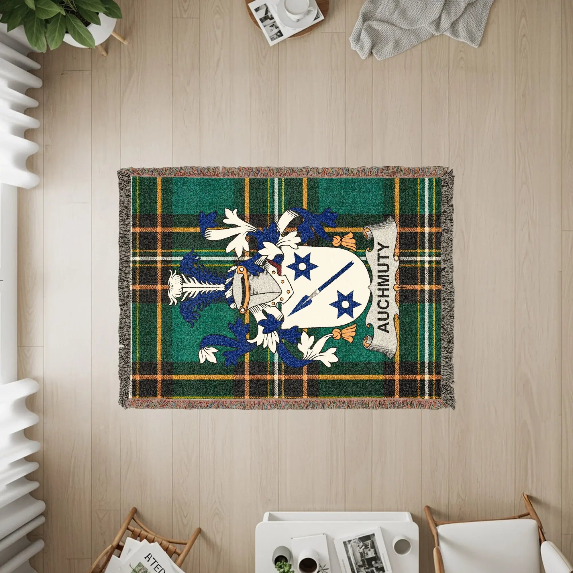 Auchmuty Coat Arms Green Plaid Throw product type