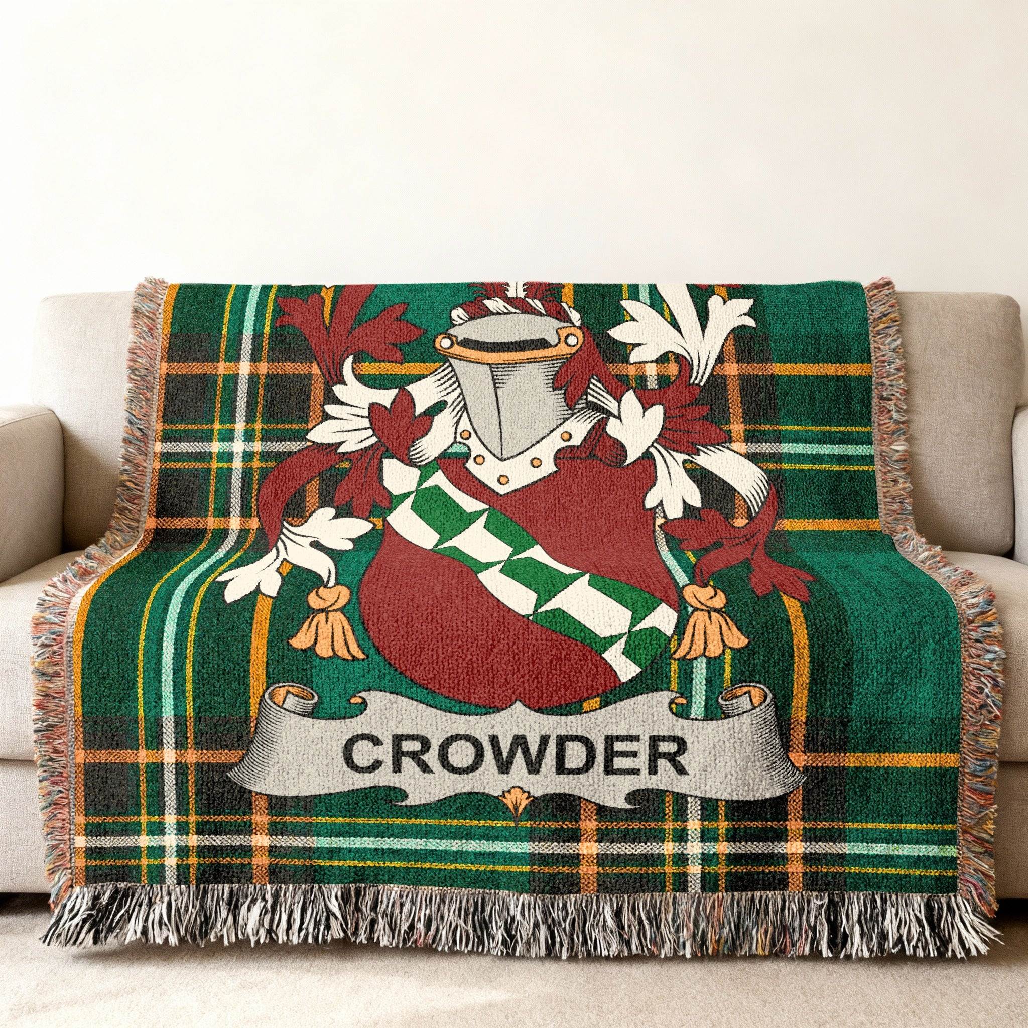 Crowder Name Plaid Coat Arms Family Blanket product type