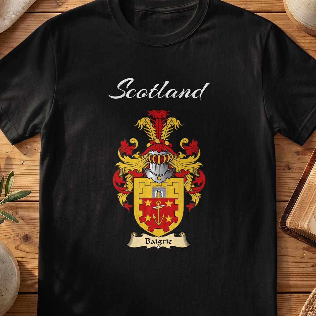 Baigrie Scottish family shield T-shirt in Black