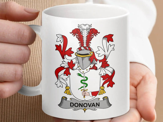 Donovan Surname Irish Family Crest Mug - Celtic Ancestry Gifts