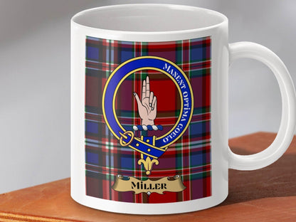 Miller Clan Crest Tartan Background Ceramic Mug product