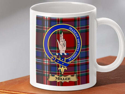 Miller Clan Crest Tartan Background Ceramic Mug product