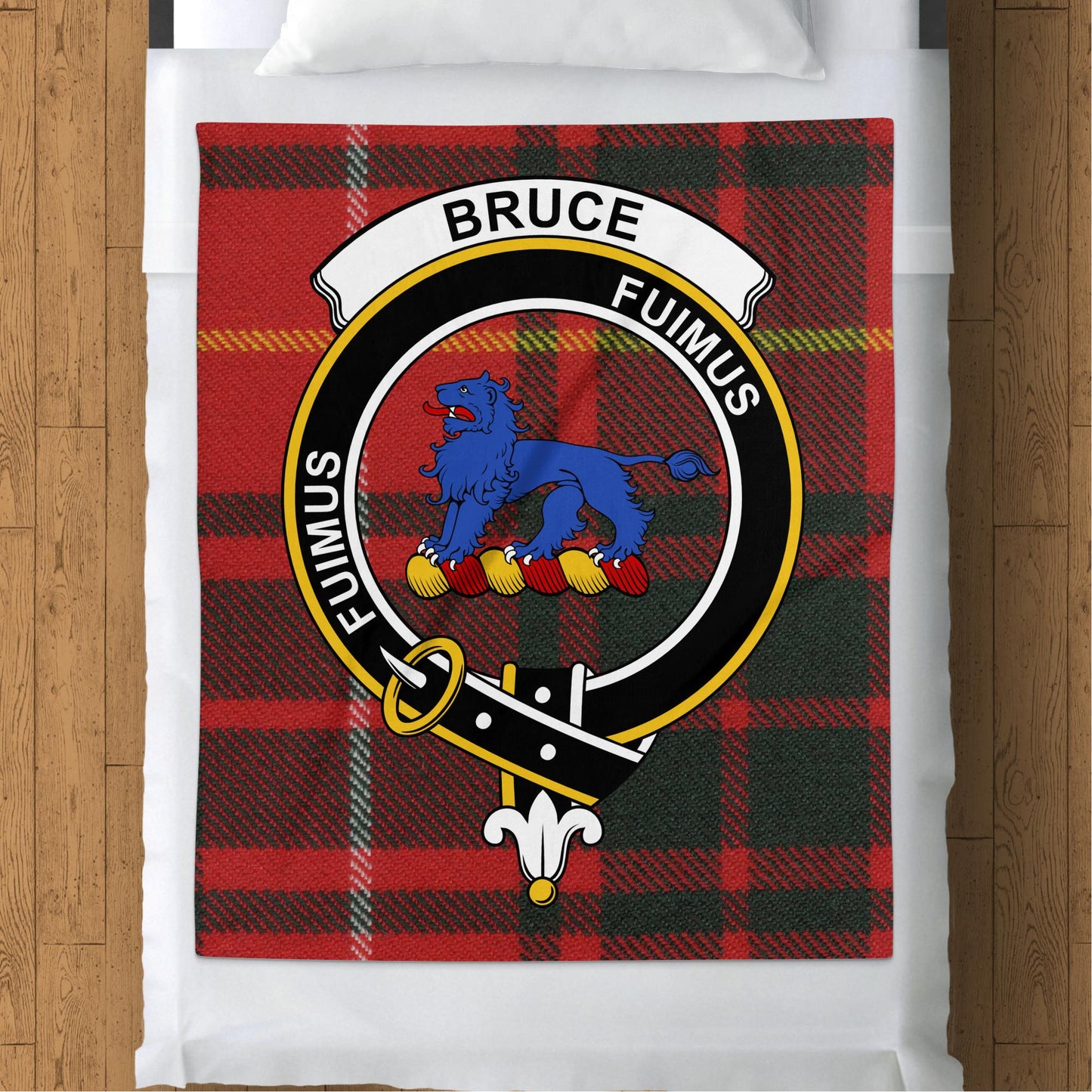 Scottish Clan Bruce Crest Tartan Throw Blanket - Living Stone Gifts