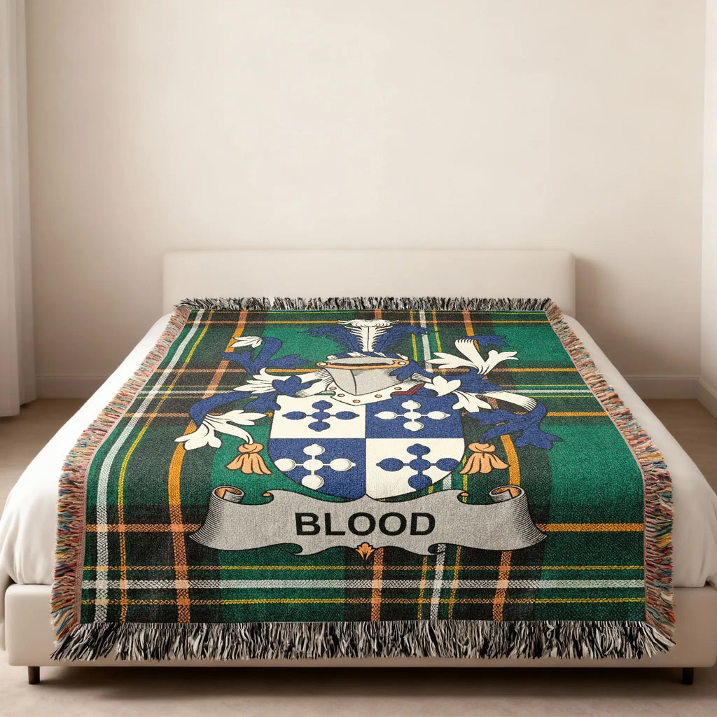Blood Family Crest Green Plaid Heraldry Throw product type