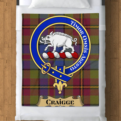 Craigge Clan Scottish Tartan Crest Throw Blanket - Living Stone Gifts