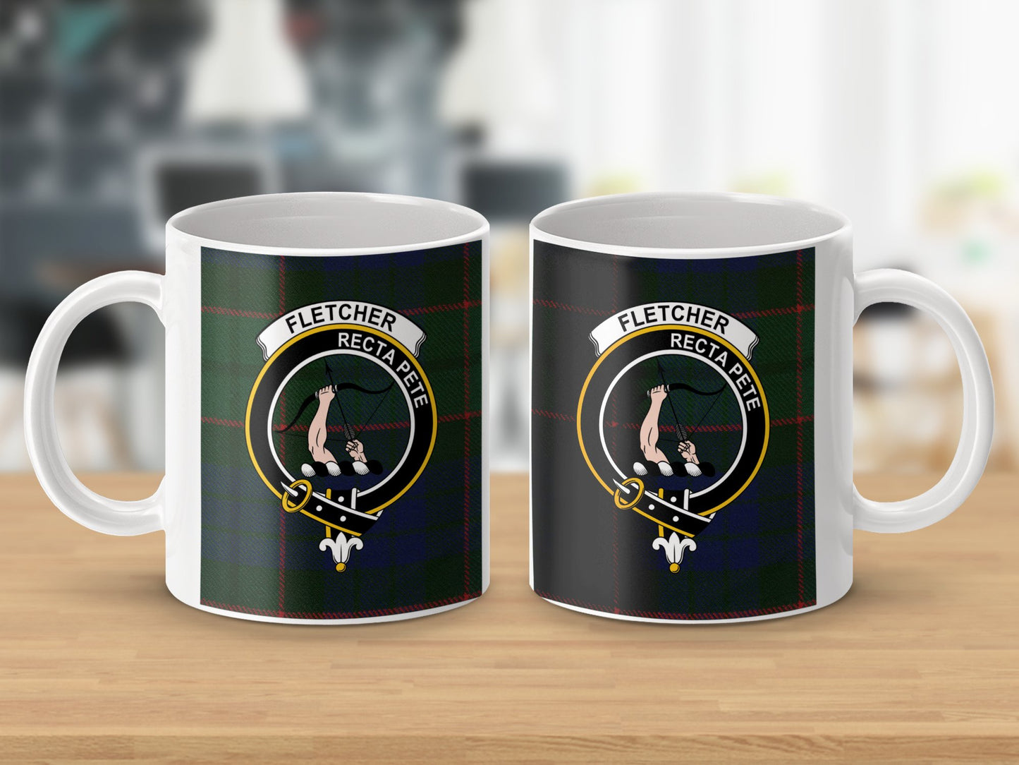 Clan Fletcher Scottish Tartan Crest Coffee Mug - Living Stone Gifts