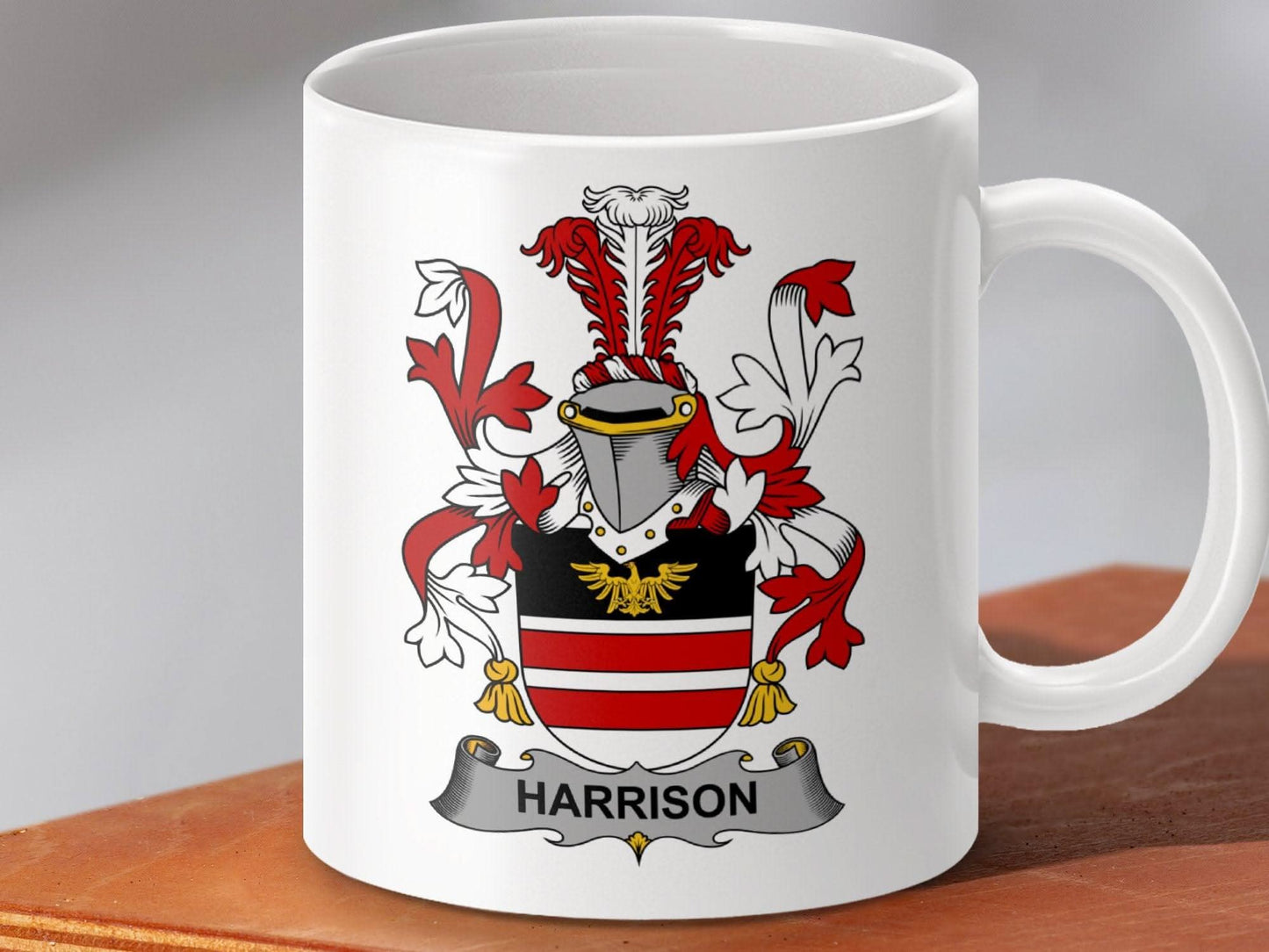 Harrision Surname Irish Family Crest Mug - Celtic Ancestry Gifts