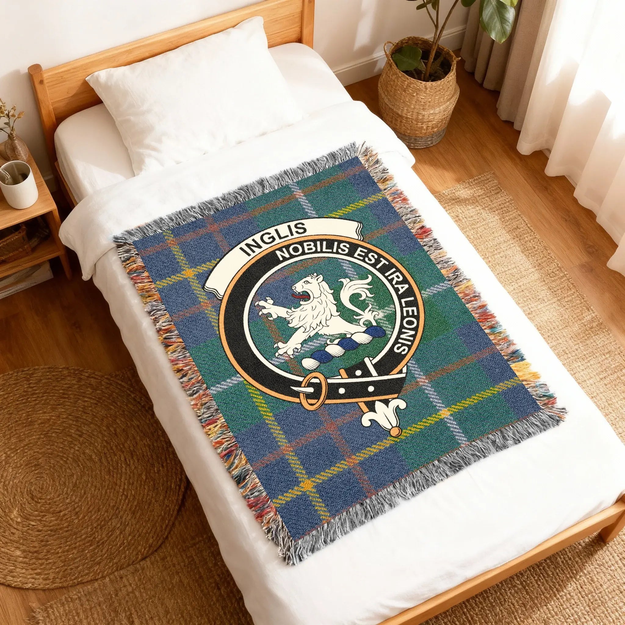 Inglis Nobilis Est Ira Leonis Tartan Blanket
