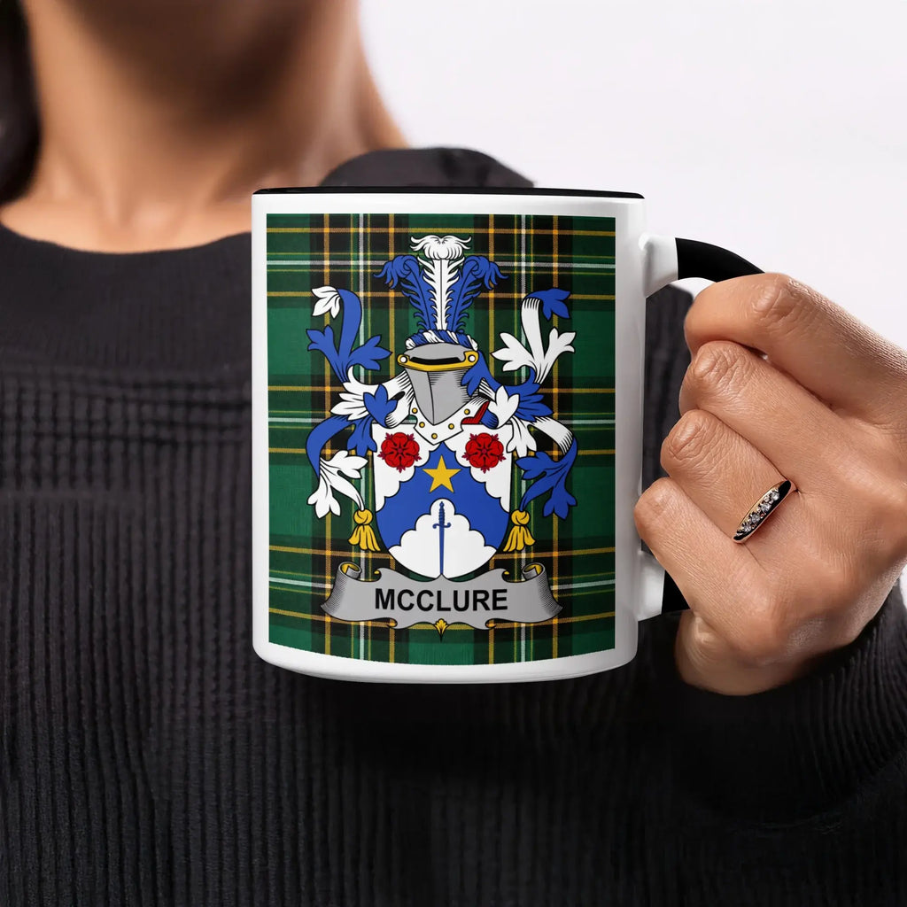 McClure Irish heritage mug with black handle and interior