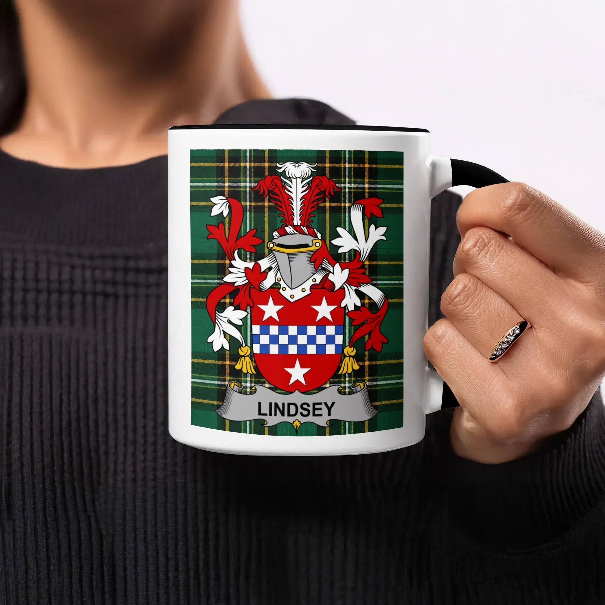 Lindsey Irish heritage mug with black handle and interior