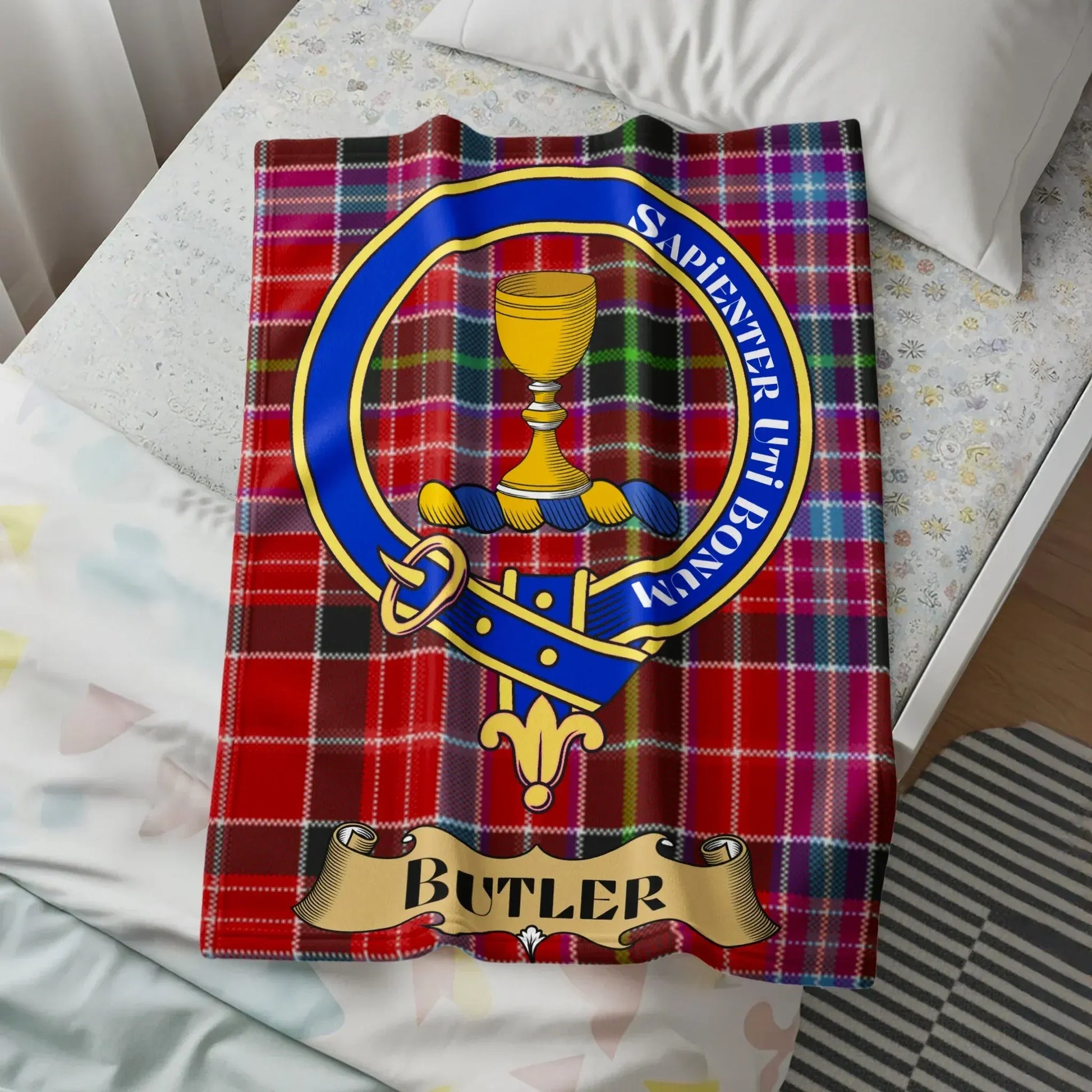 Butler Clan Tartan Crest Design Bedding Blanket product