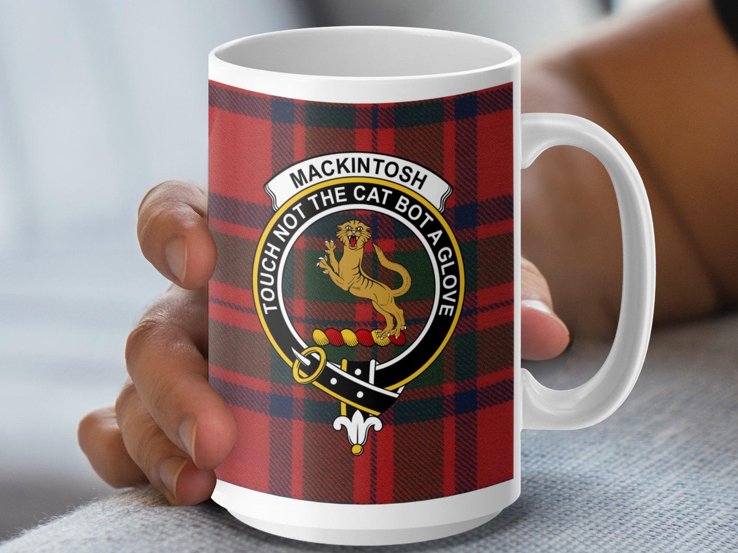 Mackintosh Clan Crest Plaid Design Scottish Tartan Mug - Living Stone Gifts