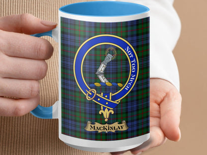 MacKinlay Clan Crest Design Scottish Tartan Plaid Mug - Living Stone Gifts