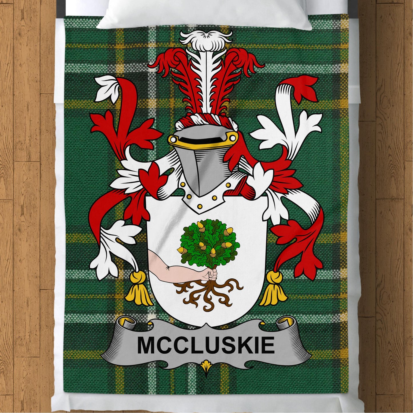 McCluskie Surname Irish National Tartan Throw Blanket - Living Stone Gifts