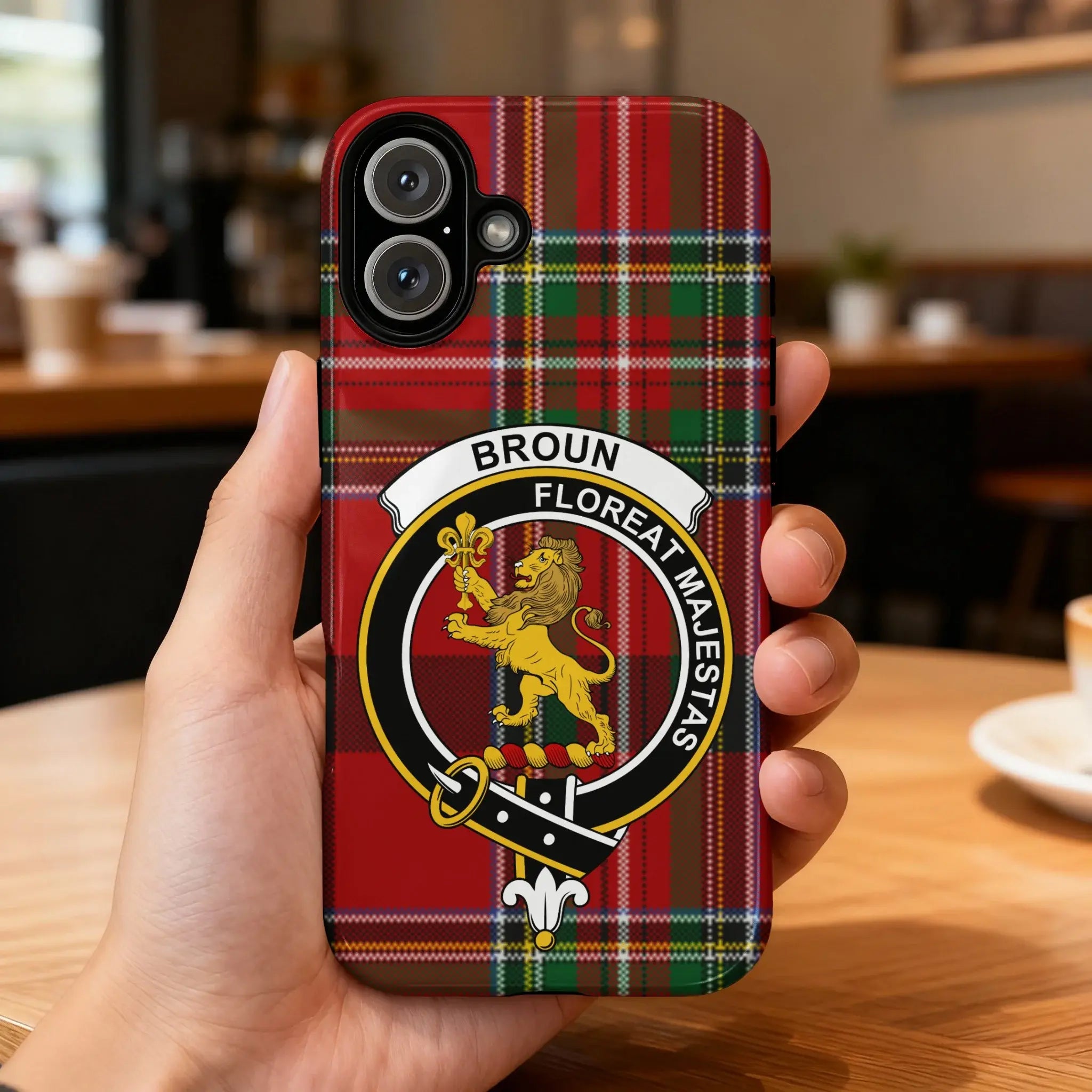 Broun Floreat Majestas Tartan Clan Crest Phone Case