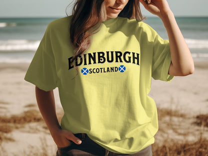 Edinburgh Scotland Flag Graphic Style T-Shirt - Living Stone Gifts