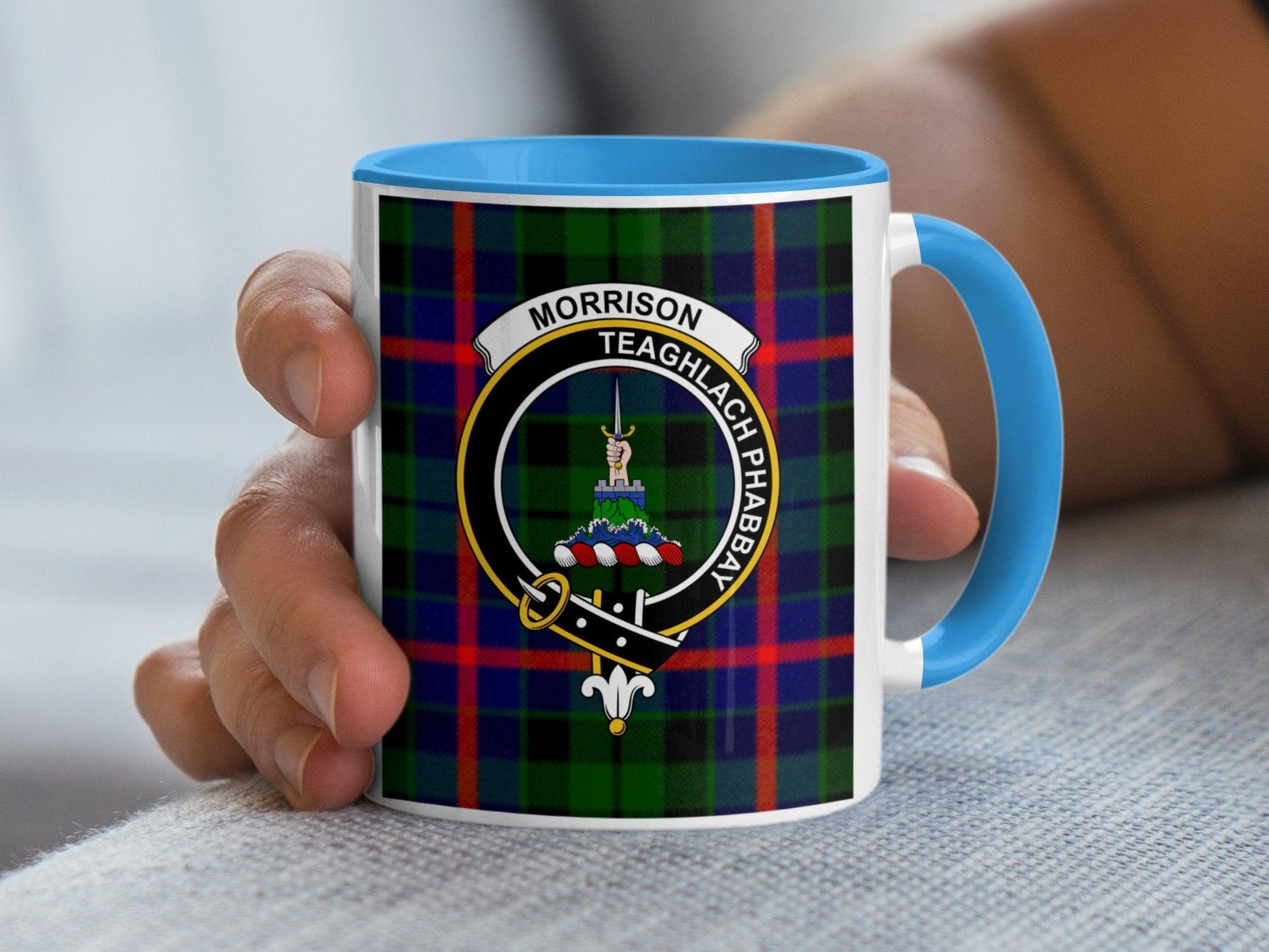 Morrison Clan Crest Tartan Design Ceramic Mug - Living Stone Gifts