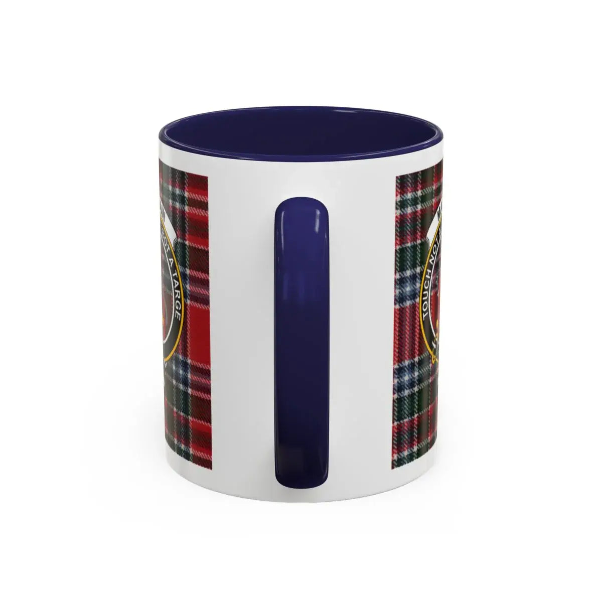 Clan MacBain crest mug — 15 oz size and colour options, black, navy, red handle shown