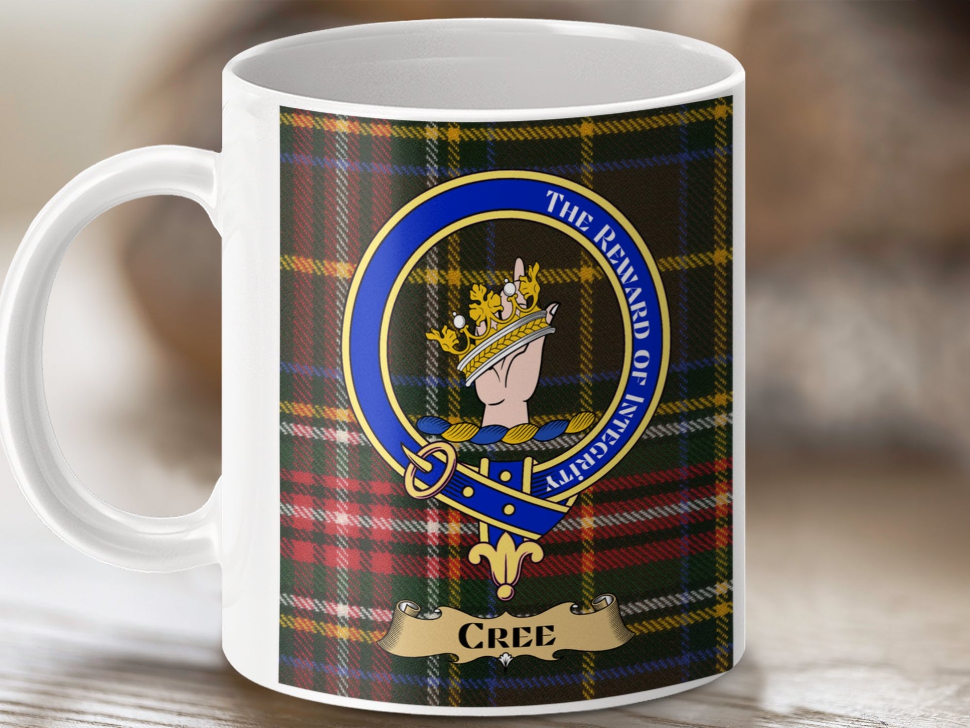 The Clan Cree Scottish Tartan Crest Emblem Mug - Living Stone Gifts