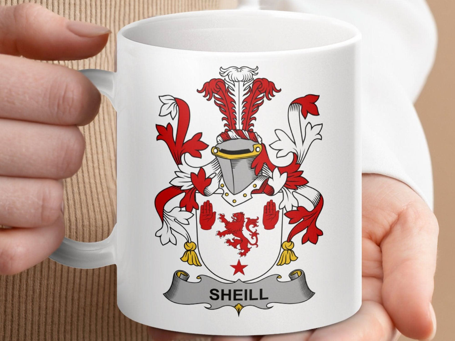 Sheill Family Crest Shield Emblem Mug - Celtic Ancestry Gifts