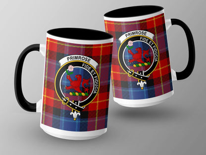 Primrose Clan Crest with Tartan Design Coffee Mug - Living Stone Gifts