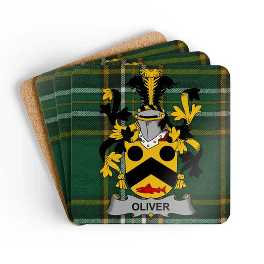Custom Oliver Tartan Plaid Coat of Arms Coaster product