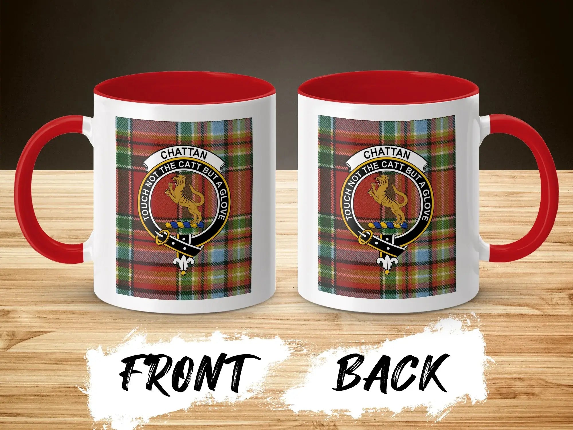 Chattan Clan Crest Tartan Background Coffee Mug