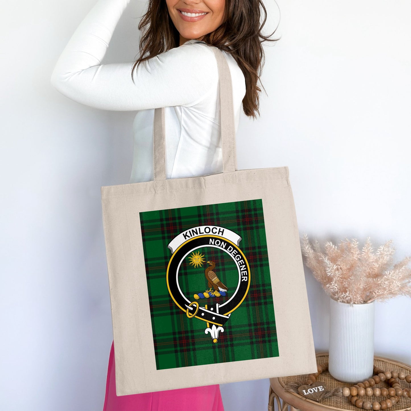 Clan Kinloch Scottish Crest Tartan Tote Bag - Living Stone Gifts