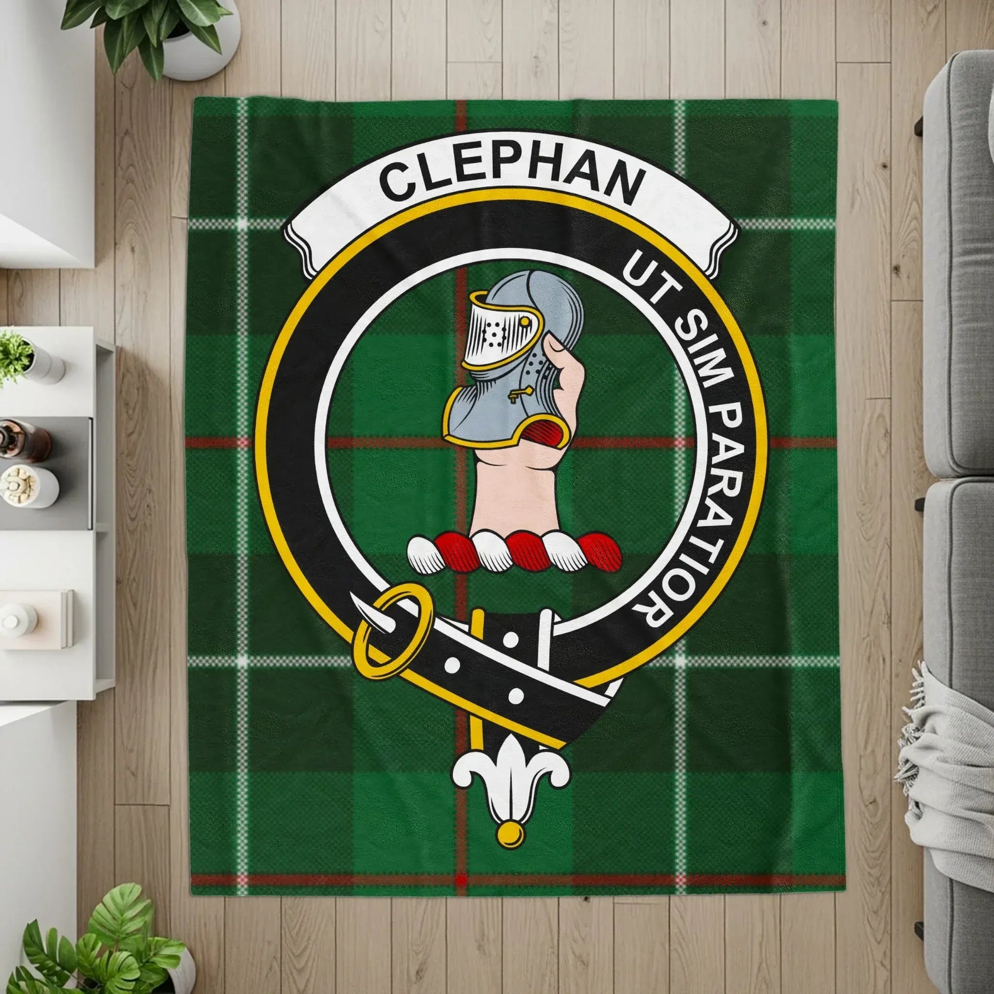 Clephan Family Crest Green Tartan Blanket product