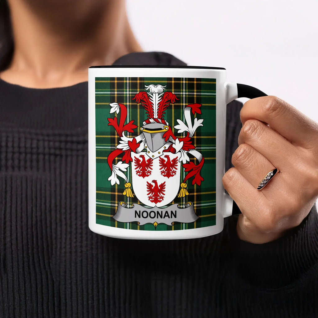 Noonan Irish heritage mug with black handle and interior