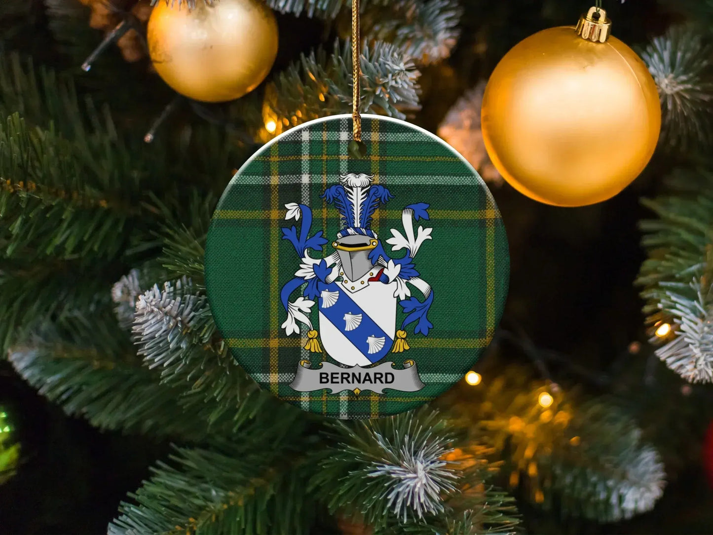 Personalized Bernard Plaid Christmas Ornament product type