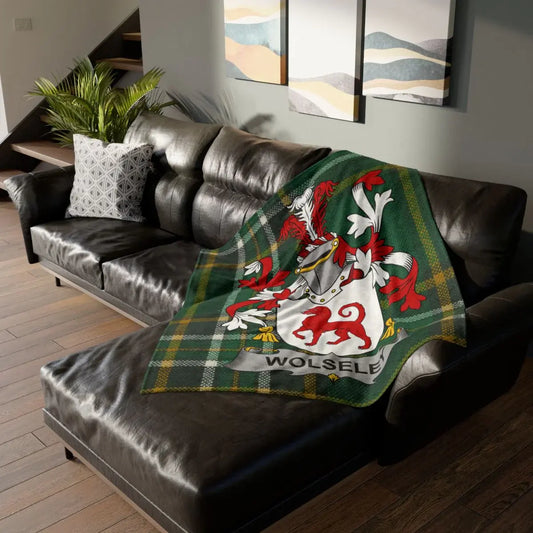 Family Name Crest Blanket with Lion Design product type