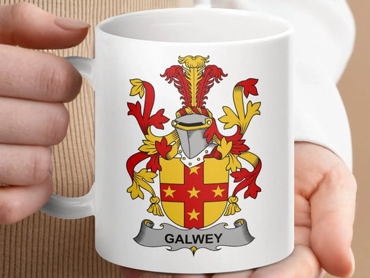 Galwey Surname Irish Family Crest Mug - Celtic Ancestry Gifts