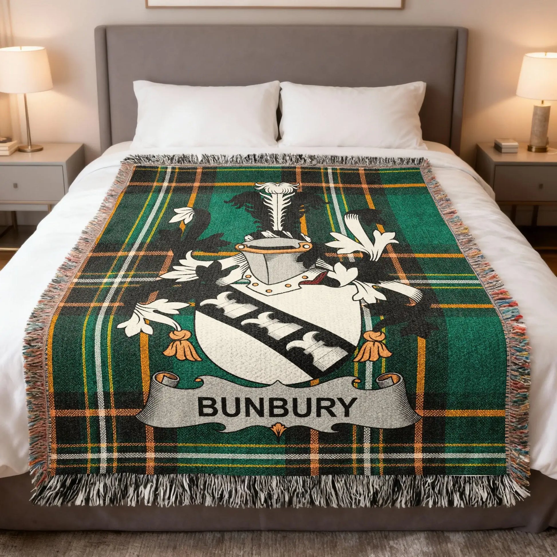 Bunbury Family Crest Green Plaid Throw product type