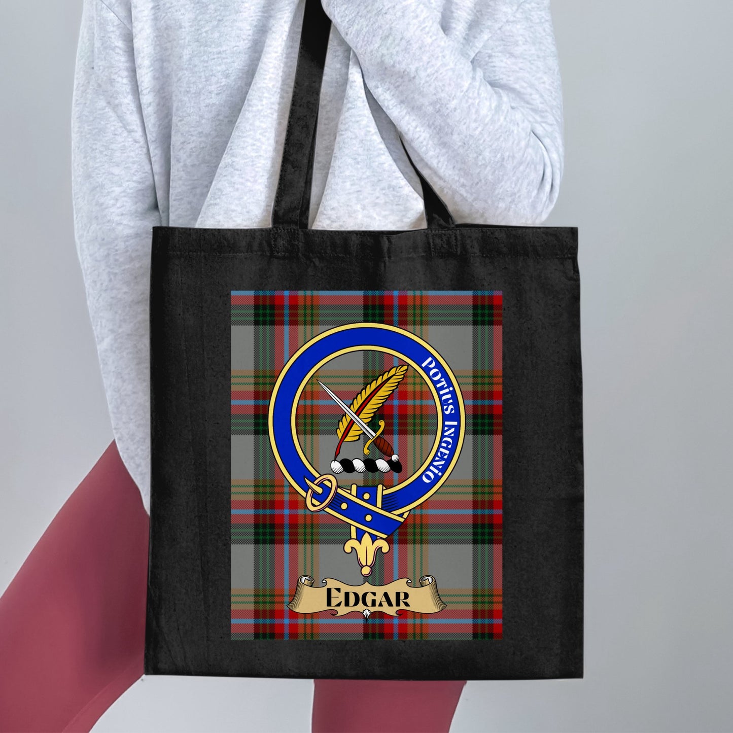 Clan Edgars Scottish Crest Tartan Tote Bag - Living Stone Gifts