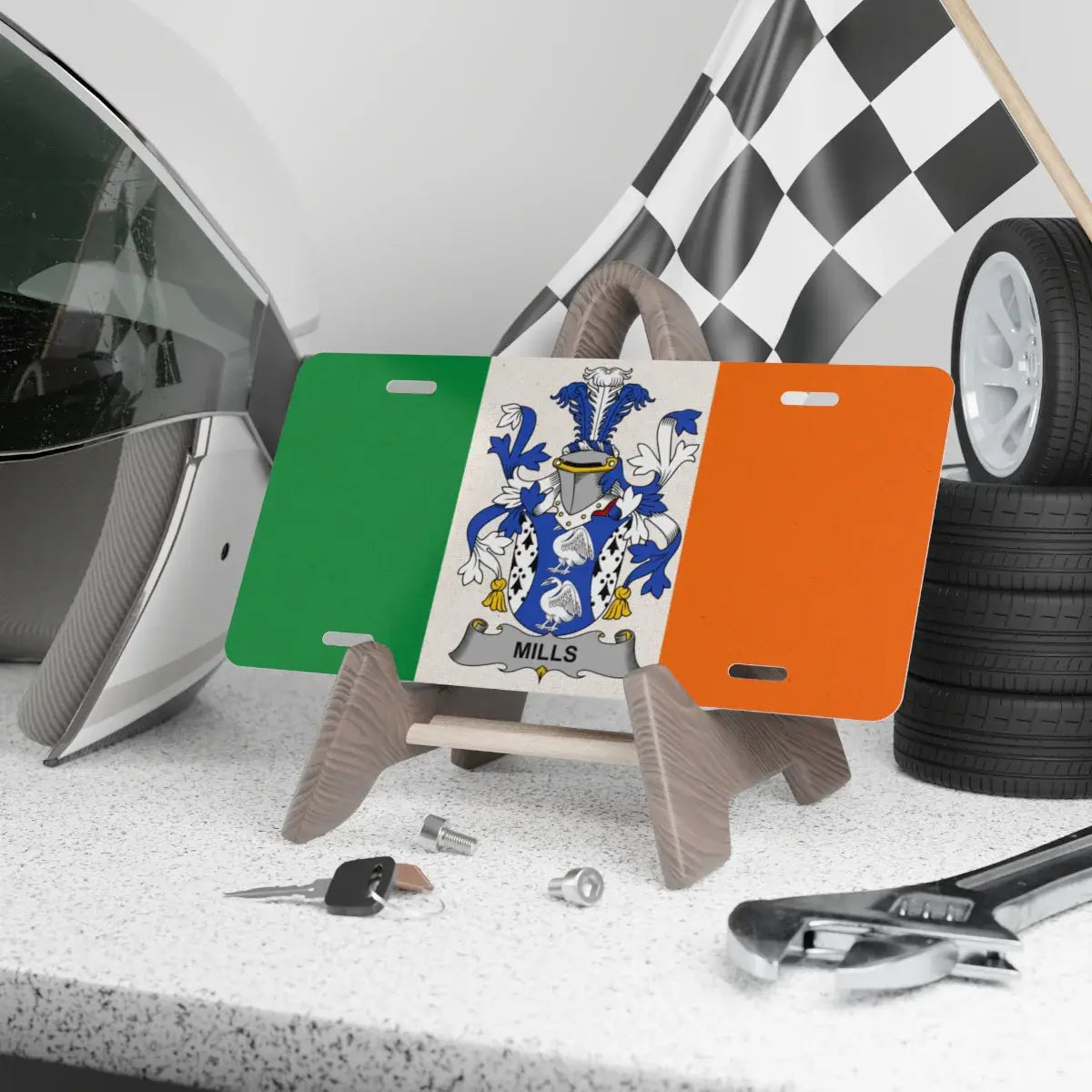 Personalized Irish Flag Racing Styled license plate product