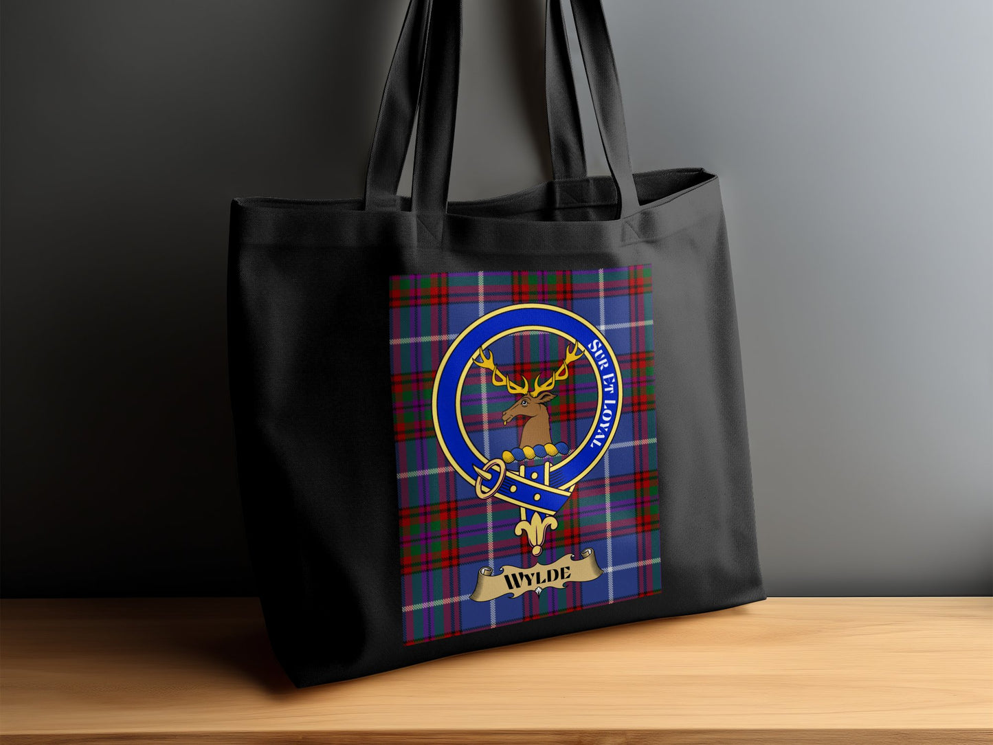 Scottish Clan Crest Tartan Background Tote Bag - Living Stone Gifts