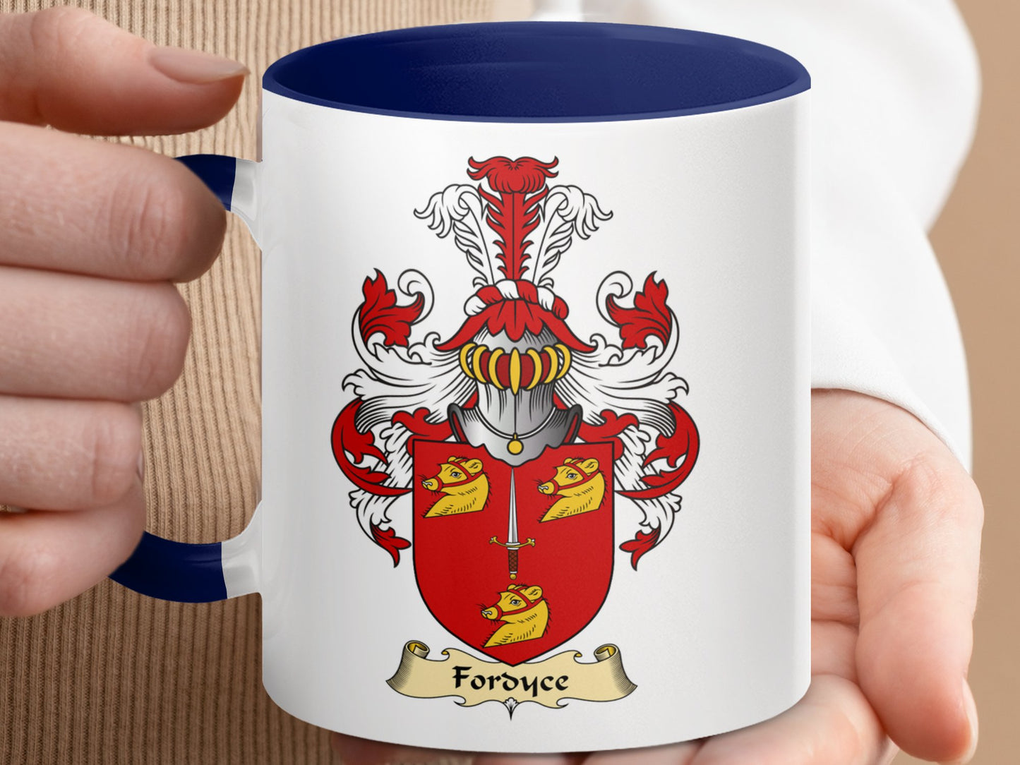 Clan Fordyce Scottish Coat of Arms Accent Coffee Mug - Living Stone Gifts