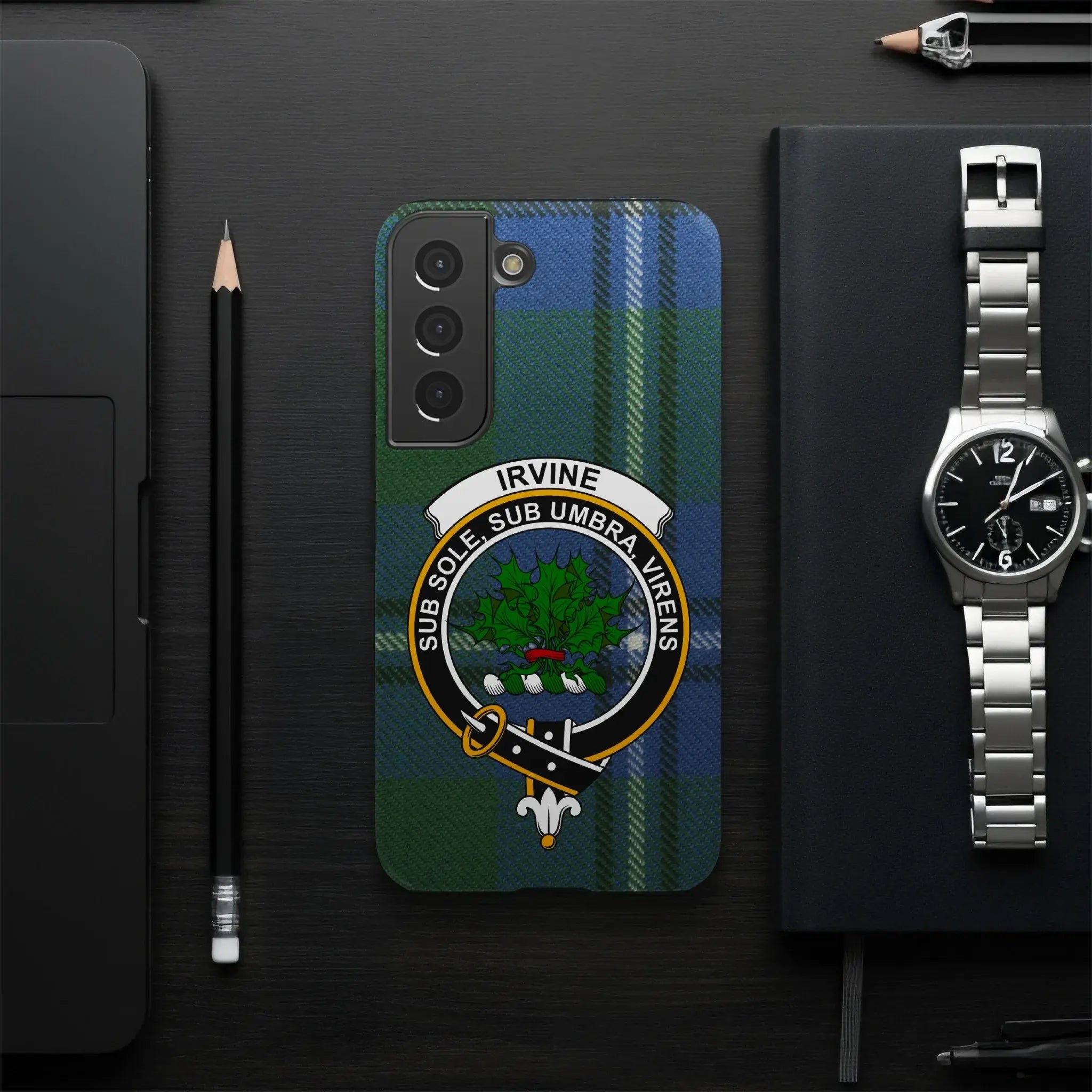 Clan Irvine tartan phone case — Samsung Galaxy fit, slim impact-resistant glossy case