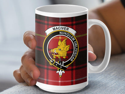 MacIver Clan Tartan Crest Plaid Design Mug - Living Stone Gifts