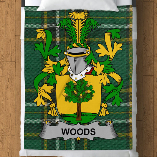 Woods Surname Irish Tartan Throw Blanket - Living Stone Gifts