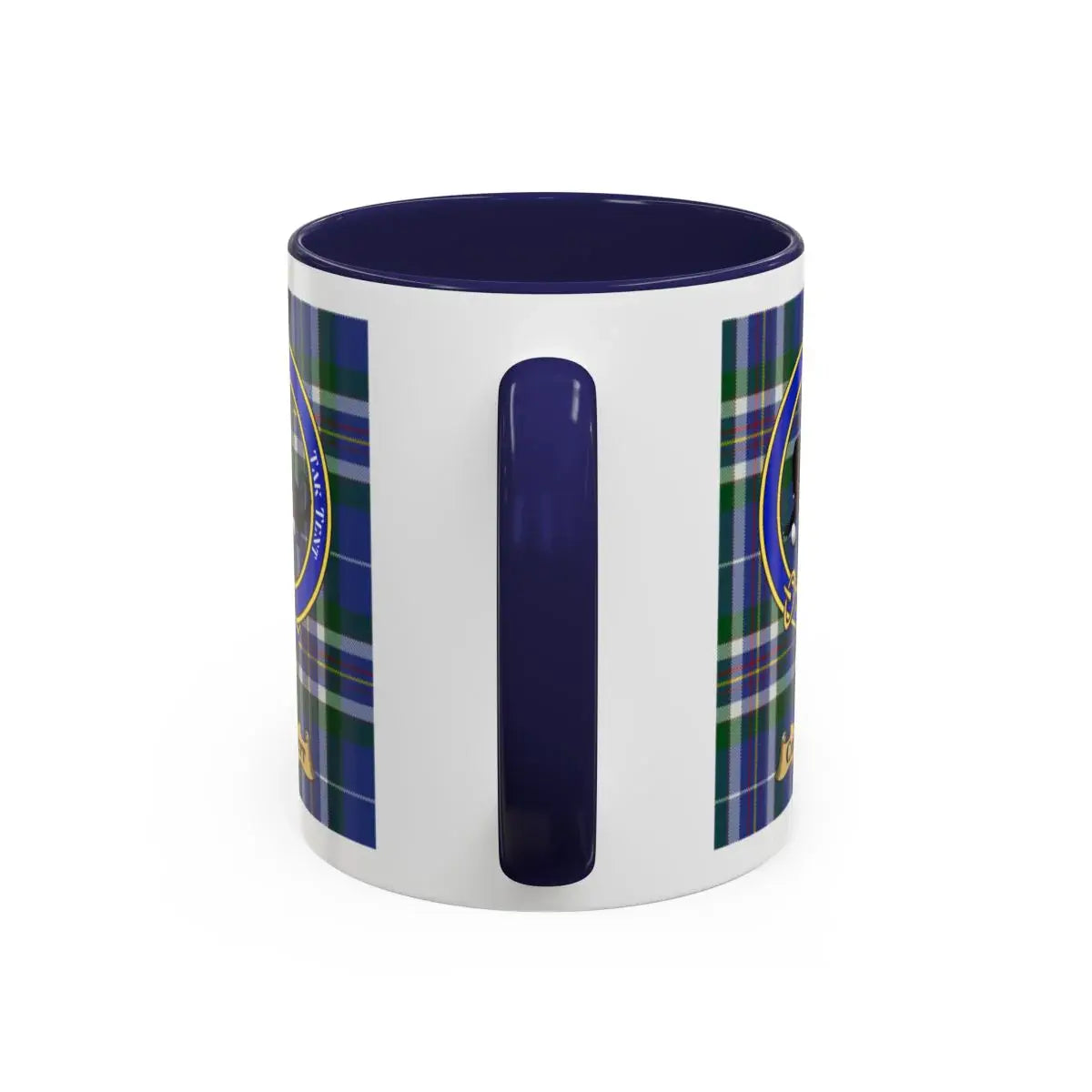 Crockett clan crest mug shown in 11 oz and 15 oz sizes