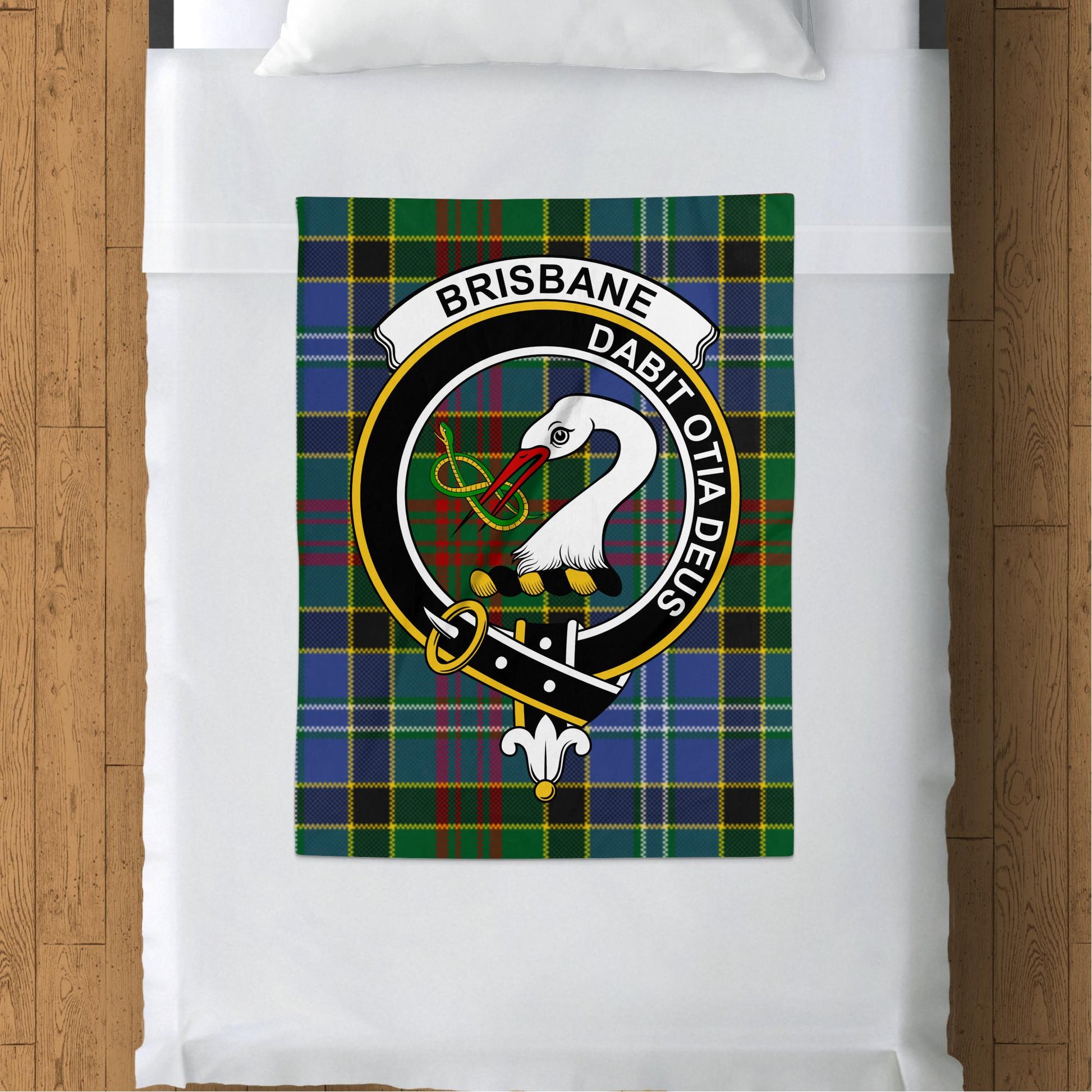 Scottish Clan Brisbane Crest Tartan Throw Blanket - Living Stone Gifts