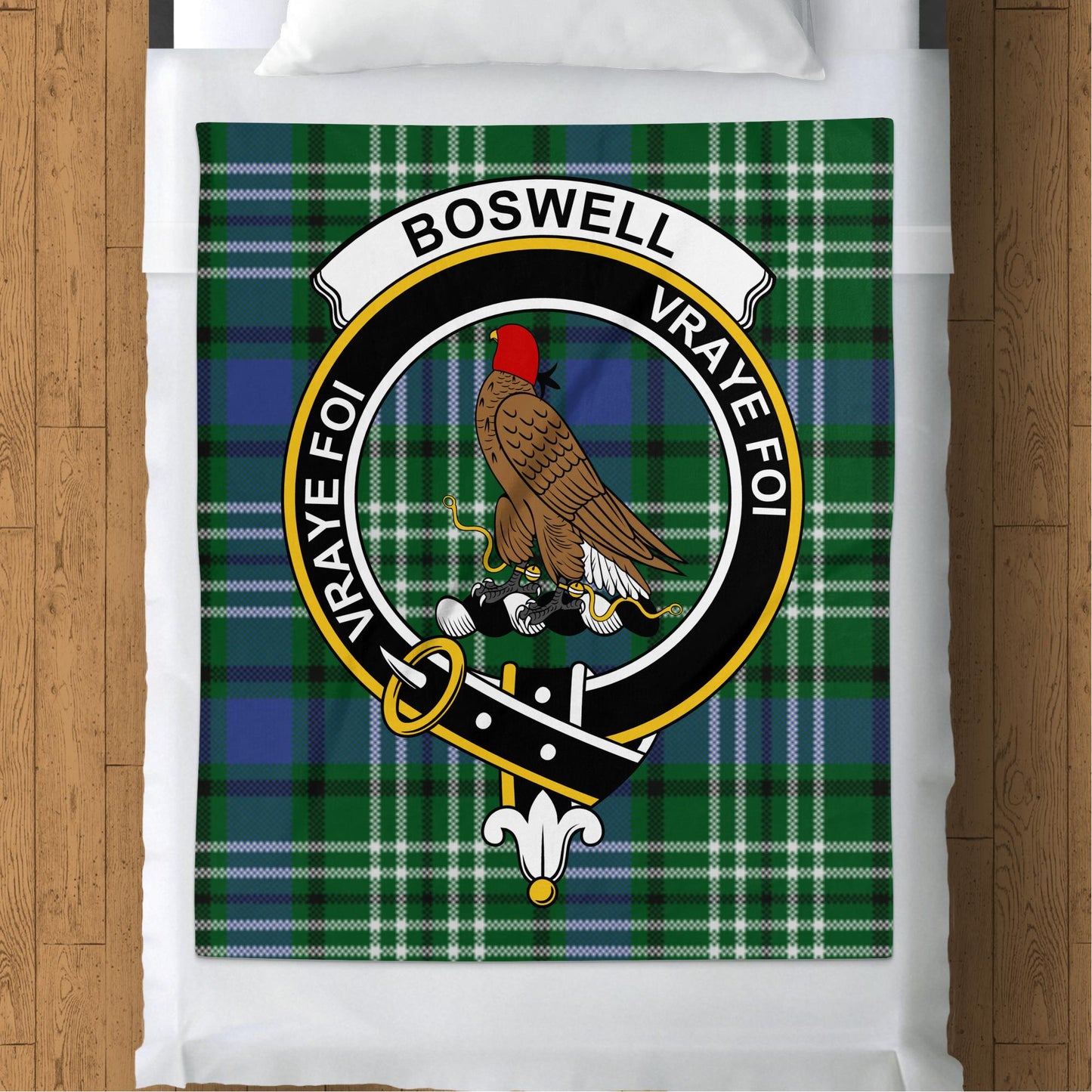 Scottish Clan Boswell Crest Tartan Throw Blanket - Living Stone Gifts