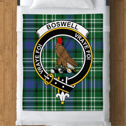 Scottish Clan Boswell Crest Tartan Throw Blanket - Living Stone Gifts