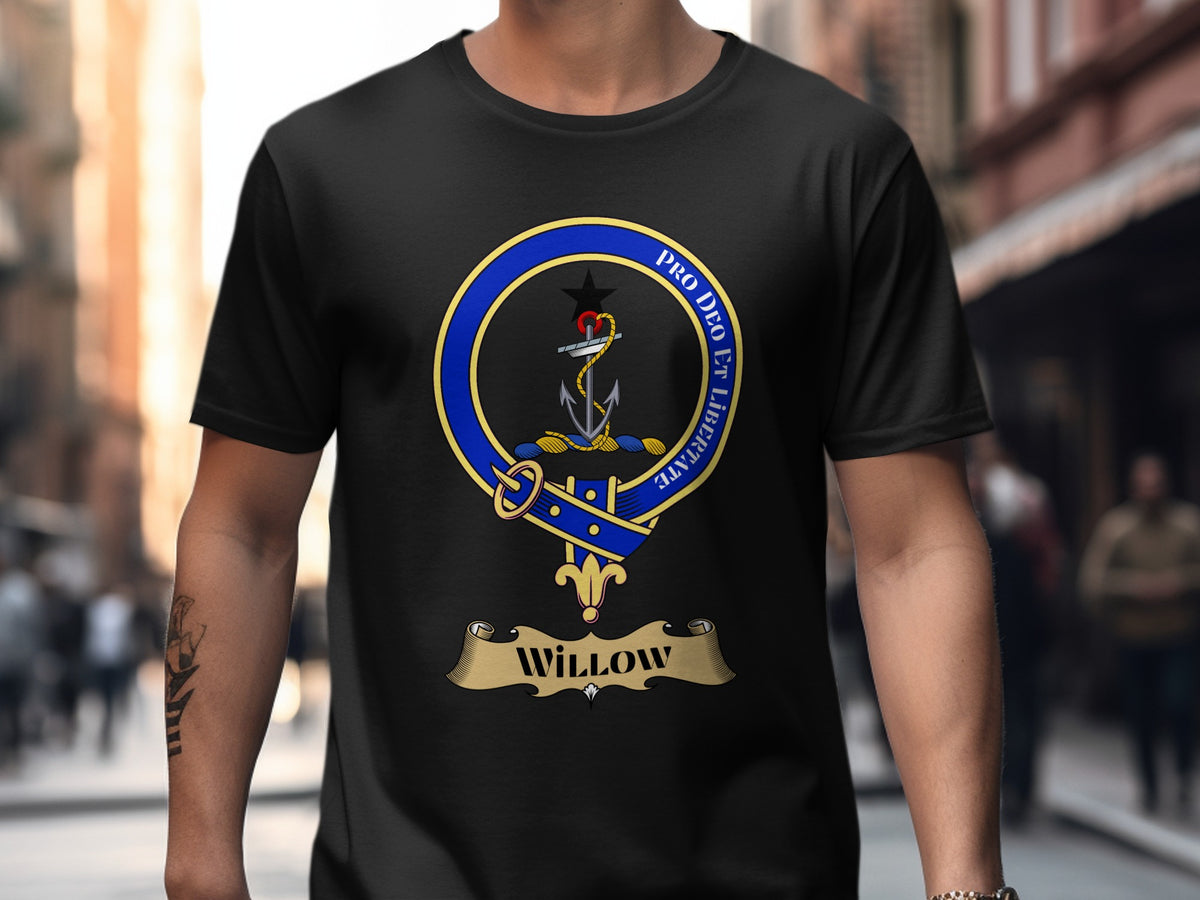 Willow Scottish clan crest design on Black T-shirt