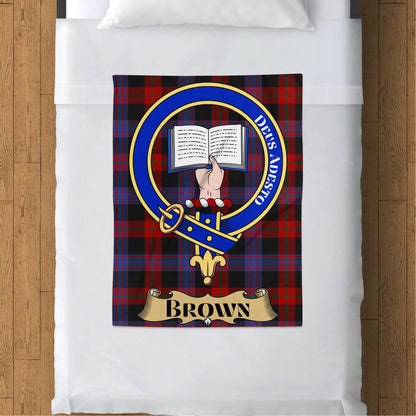 Brown Clan Crest Scottish Tartan Throw Blanket - Living Stone Gifts