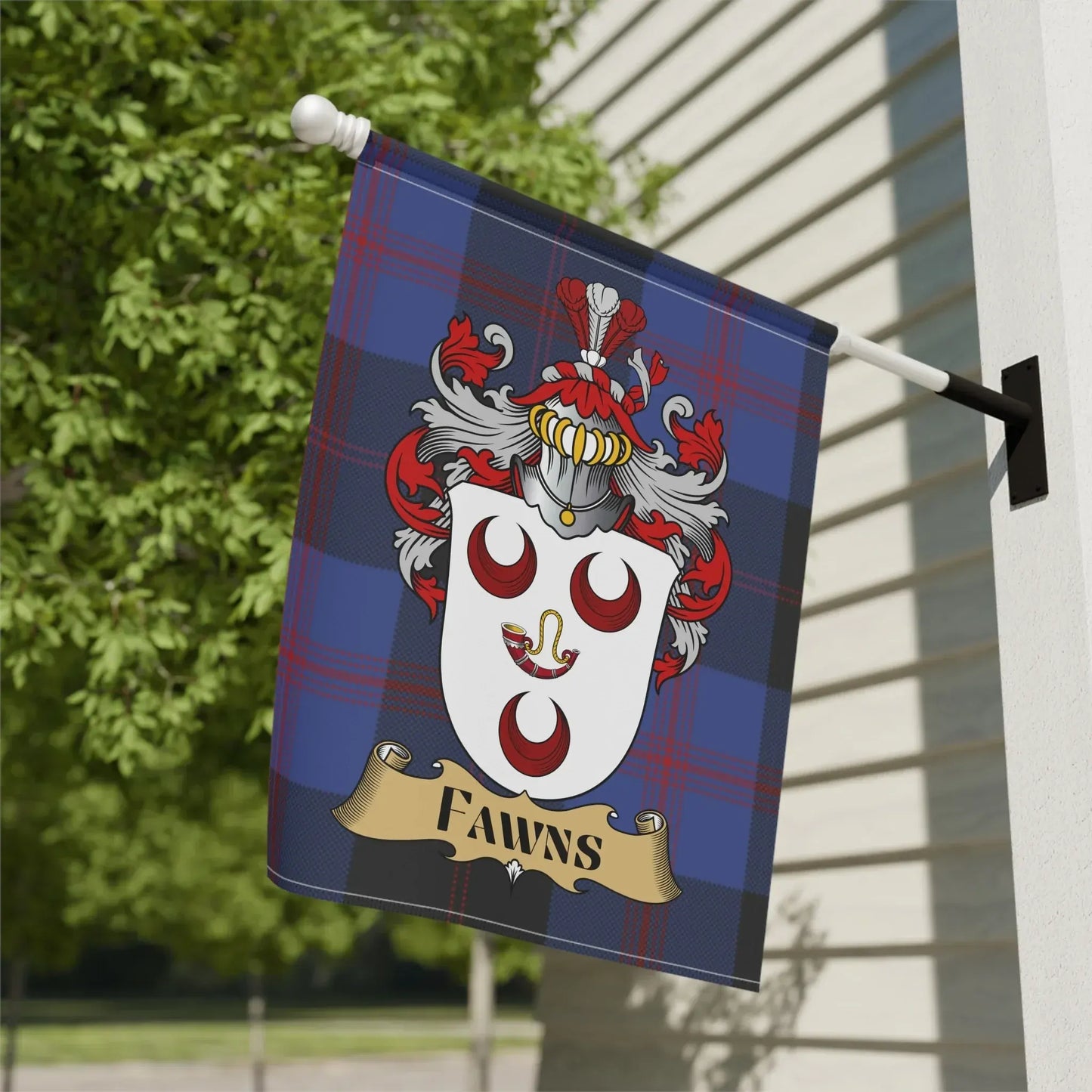 Fawns Coat Of Arms Scottish Tartan Garden Flag